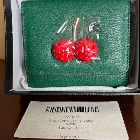 Zooler small leather wallet with cherries. - Picture 1 of 3
